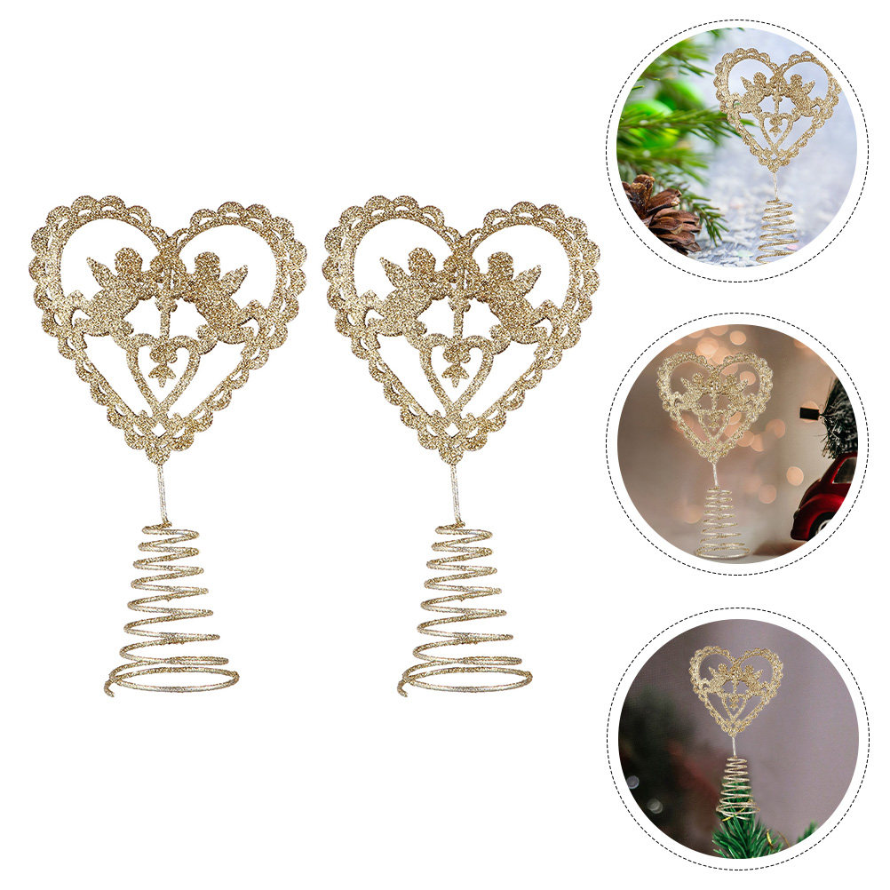 Art And Craft For Xmas - ดาวประดับต้นคริสต์มาส 2 ชิ้น ทำจากเหล็ก สำหรับตกแต่งต้นคริสต์มาสในงานปาร์ตี้วันหยุด ถ่ายภาพ