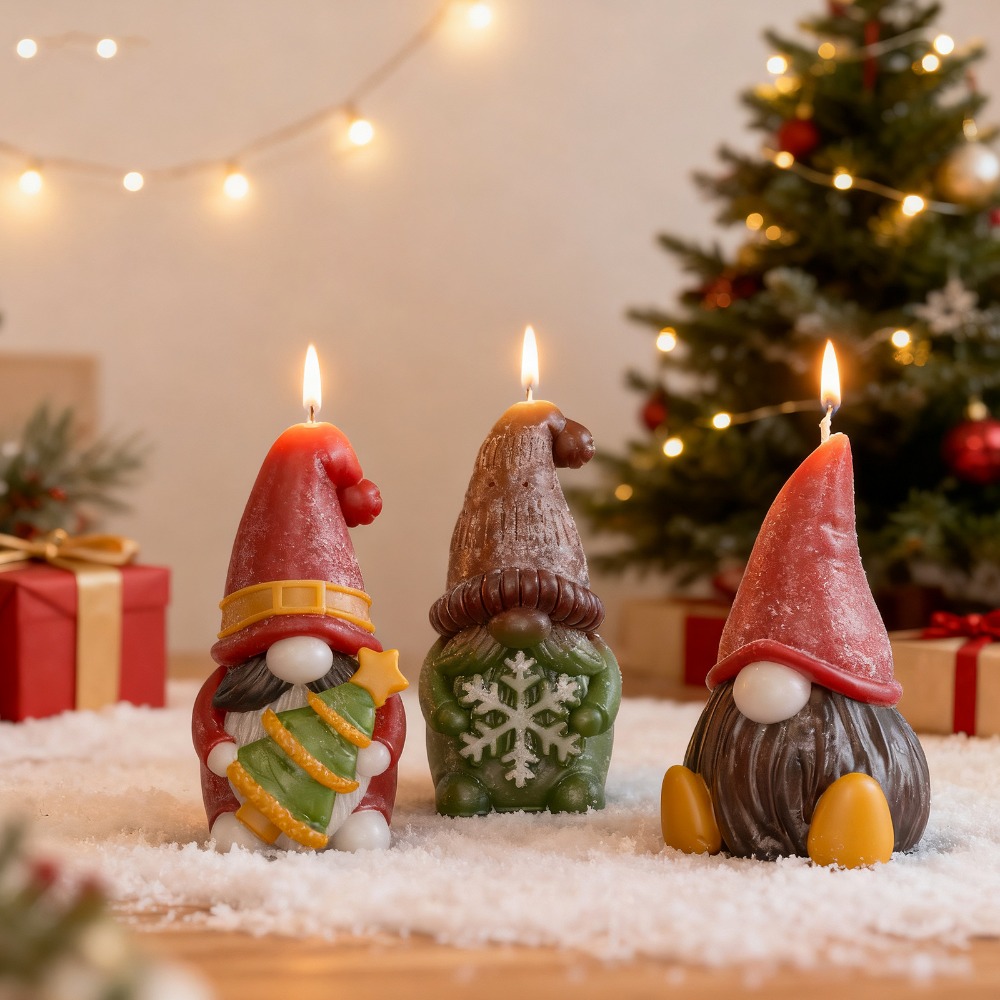 Art And Craft For Xmas - แม่พิมพ์เทียนซิลิโคนรูปคนแคระคริสต์มาส สำหรับทำตุ๊กตา DIY ถือต้นคริสต์มาส เกล็ดหิมะ แม่พิมพ์ปูนปลาสเตอร์